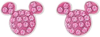 Disney Mickey Mouse Birthstone Jewelry for Women and Girls, Sterling Silver Pave Crystal Stud Earrings