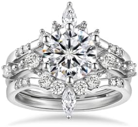 Dazzling Moissanite Wedding Ring Set in Sterling Silver for Women, Round Brilliant Cut Design