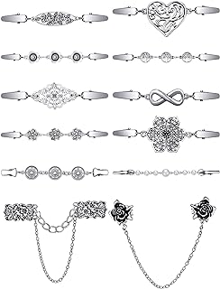 Jetec 12 Pcs Dress Back Clip Vintage Shirt Cinch Clips Sweater Cardigan Shawl Clips for Women Girls Brooch Clips