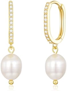 14K Gold Plated Freshwater Pearl Dangle Earrings with Push Back Finding for Women, Ritach Vintage Baroque Inspired Design - The Perfect Gift