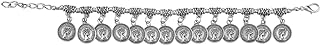 Efulgenz Boho Vintage Gypsy Tribal Indian Oxidized Silver Floral Charm Chain Bracelet for Women