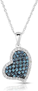 Lobster Clasp 14K White Gold Heart Pendant Necklace with Diamonds, Twister Rope Chain, Perfect for Special Occasions, Stunning Design.