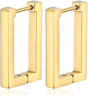 14K Gold Plated Geometric Hoop Huggie Earrings in Star, Heart & Hexagon Designs for Women and Girls, Fashionable Stainless Steel Earrings