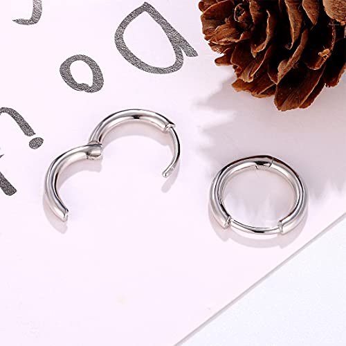 3 Pairs Small Cartilage Hoop Earrings for Women Men, Hypoallergenic Sterling Silver Post Huggie Earrings, 8/10/12mm