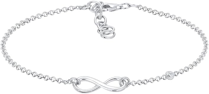 Elli Damen-Armband mit funkelndem Diamanten und Karabinerverschluss aus 925 Sterling Silber, 17 cm Länge, ideal für moderne Frauen bei festlichen Anlässen und im Alltag