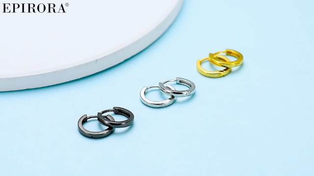 Small Cartilage Hoop Earrings for Women Men Girls, 3 Pairs Hypoallergenic Sterling Silver Post Huggie Earrings, 8/10/12mm, Silver/Gold/Black