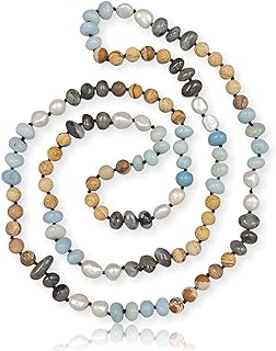 MGR MY GEMS ROCK! Hand Crafted and Knotted Infinity Clasp Free Multi-gemstone Multi-color Long or Multi-strand Beaded Statement for Men or Women. Multi-gem Chakra Necklace. Necklace.