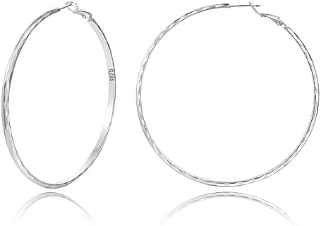 PRETOLE 3 Pairs 925 Sterling Silver Hoops Earrings for Women, Sterling Silver Large Rhinestone Hoop Earrings with Cubic Zirconia Lightweight Hypoallergenic Big Sterling Silver Earrings Set for Women