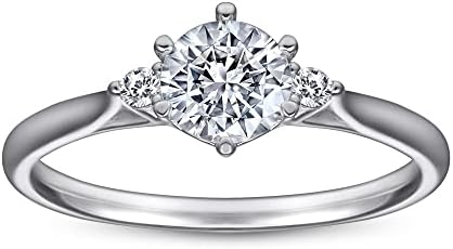 3-Stone Round Cubic Zirconia Wedding Promise Ring, White Gold Plated 925 Sterling Silver, for Women Size 5-9