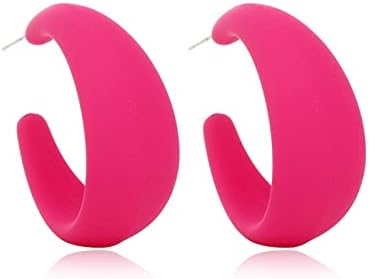 Acrylic Earrings 70s 80s Earrings Cute Candy C Earrings Colorful Chunky Hoop Earrings Retro Neon Hoop Earrings for Women Themed Party Costume Jewelry Accessory