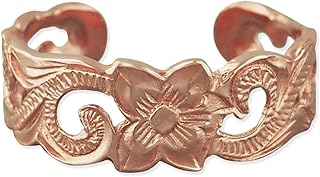Sterling Silver & Rose Gold Filigree Hawaiian Toe Ring for Unisex, Adjustable Size, Unique Scroll Design