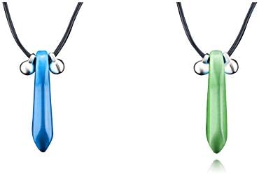 Naruto Crystal Necklace with Lobster Cord Clasp, 2 Pack Tsunade Uzumaki Charms, Blue Opal & Alloy Pendant Design for Anime Cosplay Enthusiasts