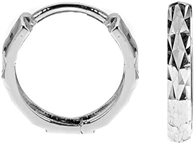Ritastephens 14k Solid Gold Shiny Diamond-cut Huggies Earrings Hoops 2x12 Mm (Yellow or White)