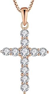 STARCHENIE Cross Necklace Sterling Silver Crucifix Pendant Gemstones Jewelry for Women
