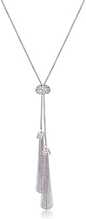 Tassel Pendant Lariat Y Necklace Long Snake Chain Necklaces with Adjustable Crystal Slider Ball