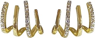 Four Claw Stud Earrings,Rhinestone Needle Stud Earrings,Curved Diamond Wrap Stud Ear Cuff Studs Earrings,Gifts for Women Gold