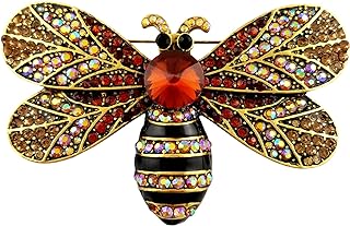 Pin-Type Clasp Gold-Plated SELOVO Honeybee Brooch with Brown Austrian Crystals – Ideal for All Fashionistas – Honeybee Design