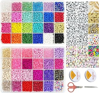 4mm Colorful Glass Seed Bead Bracelet Kit in Durable Crystal with Round Shaped Small Beads by VDNFGT- Ideal for Creative DIY Jewelry Making for Craft Lovers