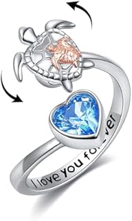 Sterling Silver Elephant Sunflower Fidget Ring - Anxiety Soothing Band with Rotatable Design and Cubic Zirconia for Women, Size 7