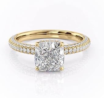 2CT Cushion Cut Moissanite Diamond Ring Solid 10K Solid Gold Excellent VVS1 Four Prong Split Shank Hidden Halo Solitaire Engagement Ring For Women Teardrop Engagement Ring Customized Ring For Her