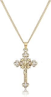 VAttract Cross Necklace for Women 18K Gold Plated Cross Pendant Choker Necklace for teen girls