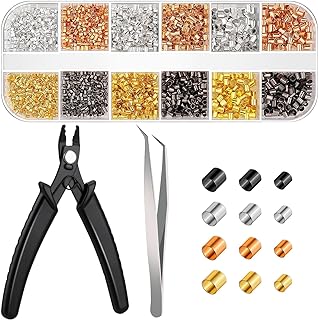 Uspeedy's 2200pc Copper Crimp Bead Kit for Handmade Jewelry - Classic Beads for DIY Accessories in Gold for All Seasons - Includes Crimping Pliers & Varied Size Beads