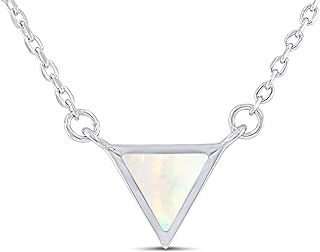 Spring-Ring Clasp, Triangle Opal Pendant Necklace Crafted from 14k Gold Over Sterling Silver for Women, Dainty Native American Deer Antler Design