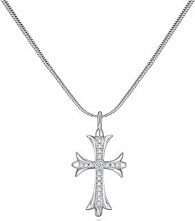 Lobster Claw Clasp Silver Cross Choker Necklace with Snake Chain, Dazzling Zircon Gems, Ideal for Women of Style and Grace, Classic Cross Design