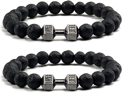 Buckle-Clasped Gym Bracelet with Bead Chain, Stainless Steel Design for Men & Women - MIFYNN Traintough Dumbbell Bracelet, Perfect for Fitness Enthusiasts