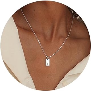 Women's Silver Plated Initial Brass Choker Necklace with Reliable Lobster Clasp and Adjustable Cable Chain Made in USA