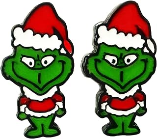 1Pair Dr Seus Classic Christmas Grich Earrings Stud, Nightmare Before Christmas Ears Stud for Women, Men, Girls and Boys