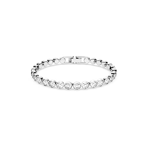 Tennis Bracelet and Earring Jewelry Collection, Rhodium Finish, Clear Crystals