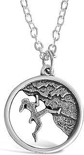Alloy Cable Chain Rock Climber Necklace with Lobster Clasp, Round-Shaped Charm, Inspirational Gift for Women, Ideal for Outdoor Adventure Enthusiasts