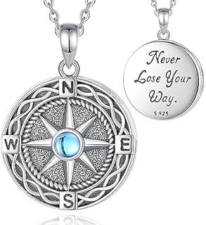 EUDORA S925 Sterling Silver Compass Picture Locket Necklace for Women, Vintage Dainty Compass Personalized Photo Pendant Dainty Jewelry Graduation Birthday Gift for Womens Her, 20+2inch