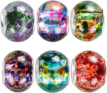 RUBYCA 30 Pcs Bulk Surreal Colors Murano Glass Beads Fit European Charm Bracelet for Jewelry Making