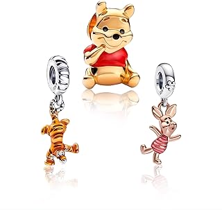 925 Sterling Silver Movie Bear Pig Donkey Monster Friends Heart Charms for Bracelets Necklaces,Paw Print Dog Cat Safety Chain Charm Pendants Beads Jewelry Gift for Women Girls at Christmas,Mother's Day