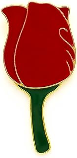 Pin-Clasp Copper Brooch -Metal Alloys Enhanced - Exquisite Red Rose Design for Fashion Enthusiasts of All Ages