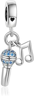 NARTGO Microphone with Music Note Charm for Music-lover Compatible with Pandora Charms Bracelets