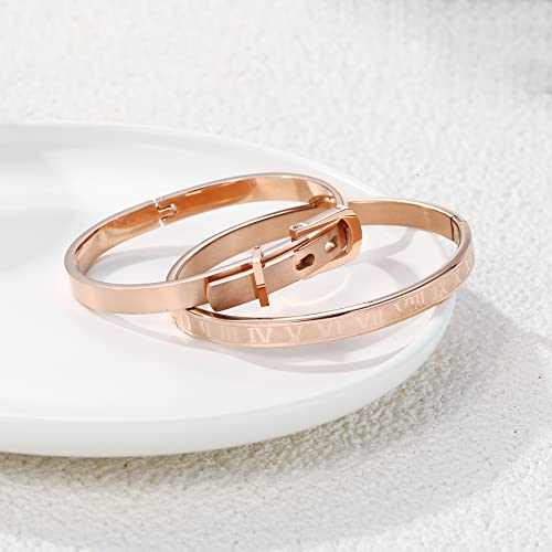 Women Bangle Bracelets Gold Plated Friendship Bracelet Stainless Steel Cuff Bangle Luxury Jewelry Present Gift for Women Teen Girls