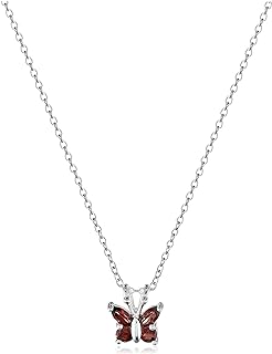 Amazon Essentials Sterling Silver Gemstone Butterfly Pendant Necklace, 18" (previously Amazon Collection)