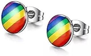 Stainless Steel Fashion Rainbow Ear Stud Earring for Gay & Lesbian Pride