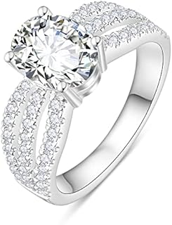 Moissanite oval moissanite Engagement Ring, D color VVS1 2ct split shank 18 K white glod Plated 925 Sterling Silver rings valentine's day jewelry gifts