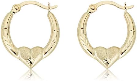 AVORA Gold Heart Creole Hoop Earrings - 10K 3-Tone or 14K/10K Yellow Gold