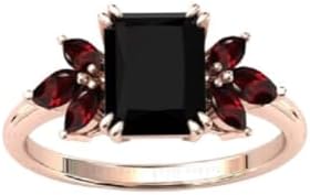 Antique Black Onyx 3.00 CT Engagement Ring For Women Emerald Cut Black Onyx Vintage Wedding Ring Art Deco Black Onyx Unique Bridal Anniversary Ring