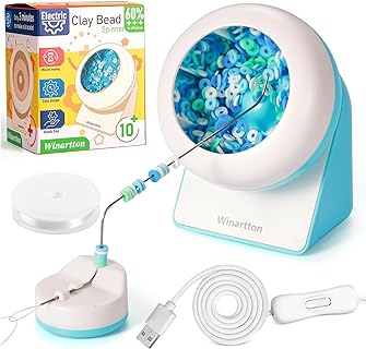 Clay Bead Spinner, Electric Bead Spinner for Jewelry Making with 2 Needles and I Thread, Automatic Fast Beads Bowl for Making Waist Beads, Bracelet, Necklace, Clay Beads, DIY Gift Choice