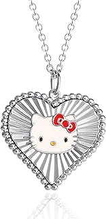 Hello Kitty Sanrio Womens Starburst Heart Pendant Necklace 18" - Officially Licensed Necklace