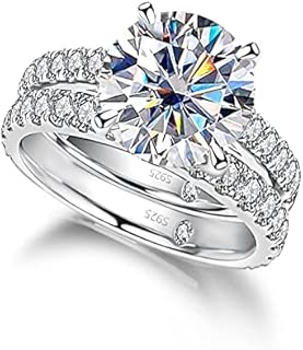 3CT Center Moissanite Engagement Rings Wedding Band D Color VVS1 Round Cut 925 Sterling Silver Bridal Sets for Women Ring Size 5-9
