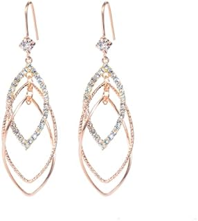 925 Sterling Silver Dangle Earrings for Women and Girls,14k Gold Plated Double Linear Drop Hoop Diamonds Earrings, Jewelry Gifts for Women