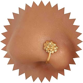 Andelaisi Punk Flower Clip On Nose Ring Vintage Flower Fake Nose Ring Gold Flower Nose Cuff Hoop Ring Non Pierced Nose Ring Jewelry for Women and Girls