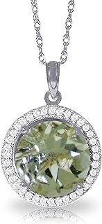 Galaxy Gold GG 14K Gold Victorian Style Diamonds & Green Amethyst Pendant Necklace
